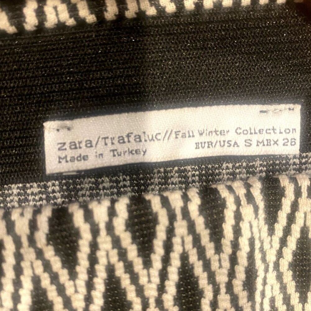 Zara Texture Pullon Diamond Mini Stretch Skirt Band Elastic Waist S Black White - Picture 6 of 15
